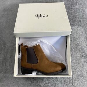 Style & Co. Boots Womens 7.5 M Gladyy Rust MC Faux‎ Suede Zipper Winter Boots